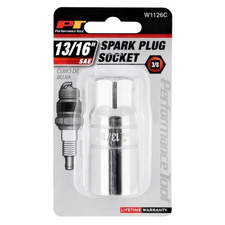 PERFORMANCE TOOL 3/8 In Drive Spark Plug Socket 13/16 In, W1126C W1126C